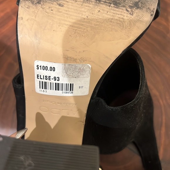 Aldo Black Faux Suede Block Heels - Picture 7 of 7